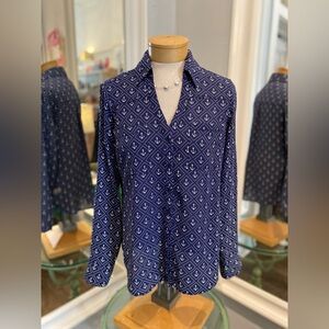 Express navy blue anchor button down size Sp